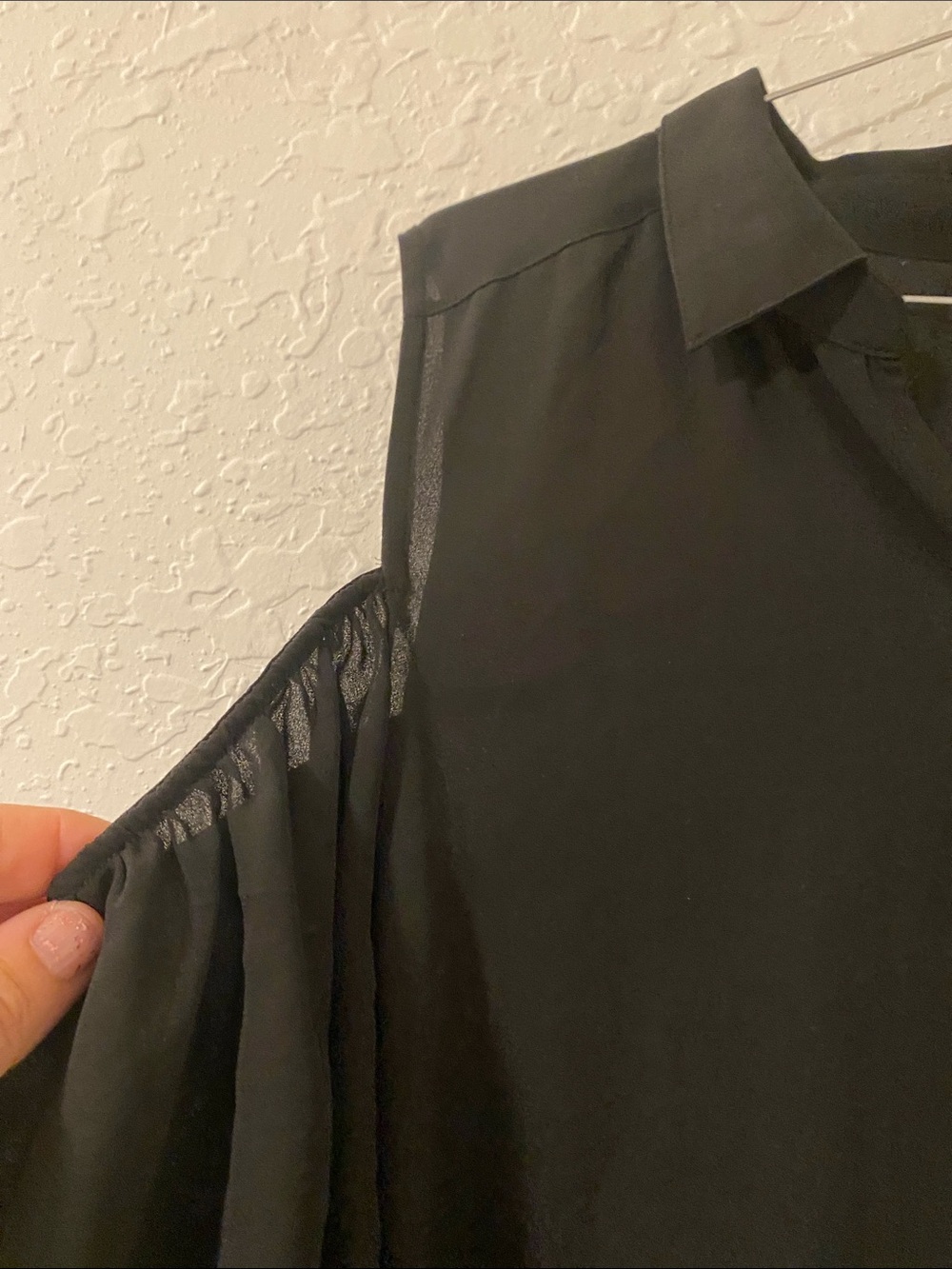 Cato Black Cold-Shoulder Button Down Shirt - Picture 2 of 6